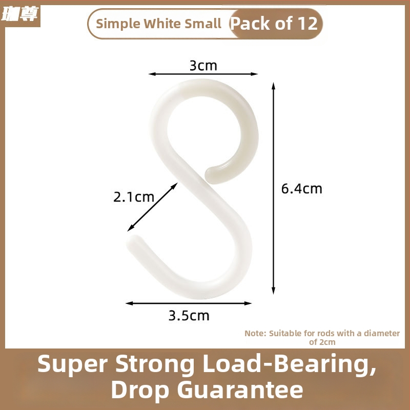 Plastový S háčik, jednoramenný dizajn, nosnosť 2 kg, ľahký luxusný štýl, vhodný na kľúče, oblečenie, tašky a uteráky