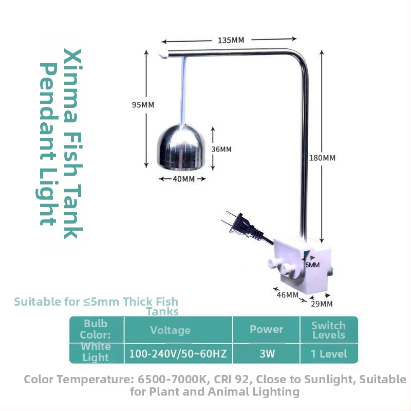 Xinma LED klip svetlo pre akvárium — hliníková zliatina, 3W, 0,5 kg, pre vodné rastliny a tropické ryby