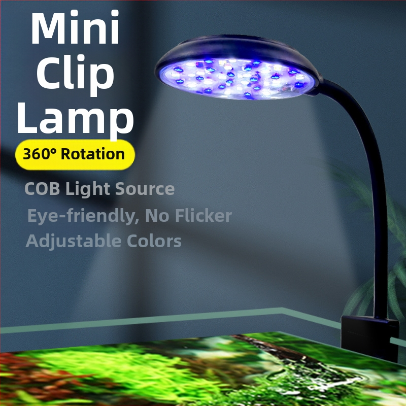 LED akváriumová klip lampička pre ryby a vodné rastliny, USB mini osvetlenie, 7W