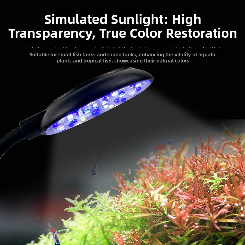 LED akváriumová klip lampička pre ryby a vodné rastliny, USB mini osvetlenie, 7W