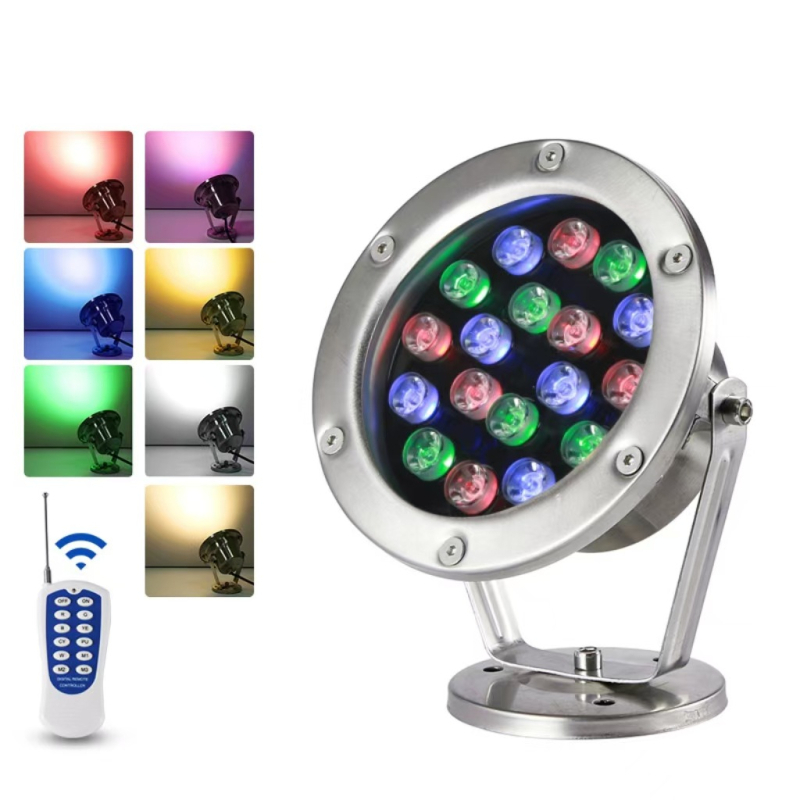 Podvodné LED svetlo s 18 LED, 1800 lm, 3000K, IP68, 12/24V vstup, pre bazény a fontánu