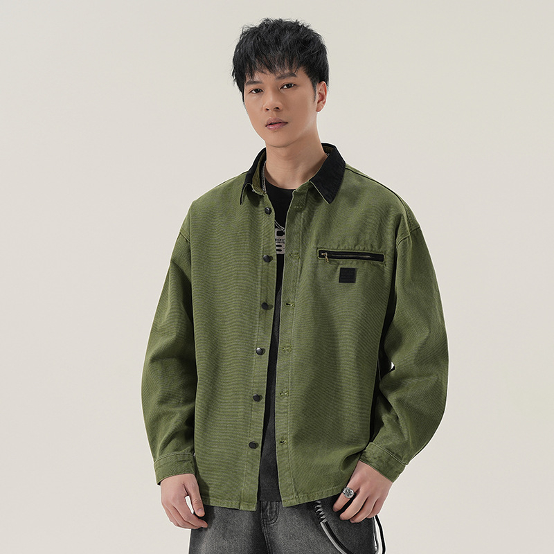 Cămașă în stil cardigan, guler rever, croială lejeră, model bloc, material din amestec de bumbac