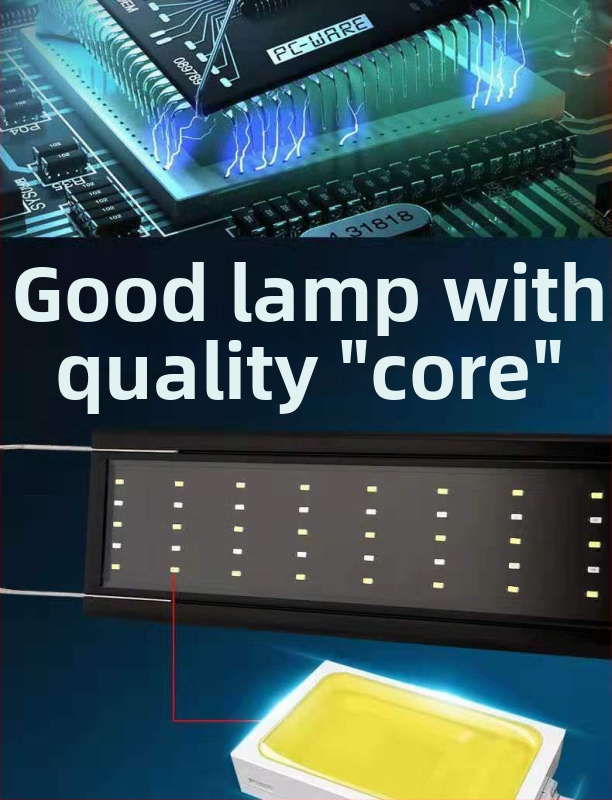 LED lampa s plným spektrom pre vodné rastliny v akváriu, vodotesná so stojanom.