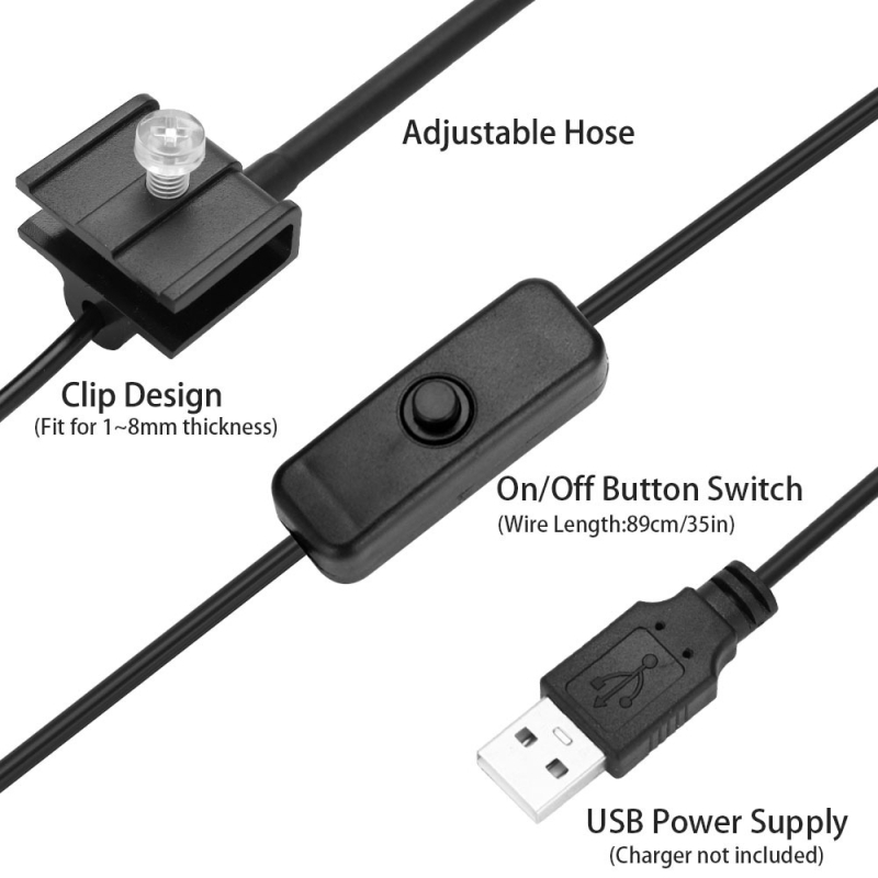 LED λαμπτήρας ενυδρείου με USB τροφοδοσία, COB τσιπ, λάμπα με κλιπ για ψάρια και υδρόβια φυτά (4W, πλαστικό)