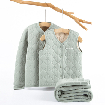 Detský vnútorný kabátový set na jeseň a zimu, 93% polyester, hrubý, teplý, flísová úprava