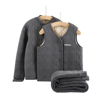 Detský vnútorný kabátový set na jeseň a zimu, 93% polyester, hrubý, teplý, flísová úprava