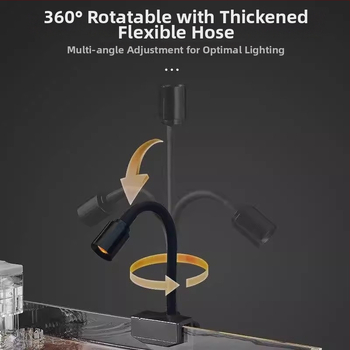 USB klipové svetlo do akvária, mini reflektor, 5W, hliníková zliatina, 150 g