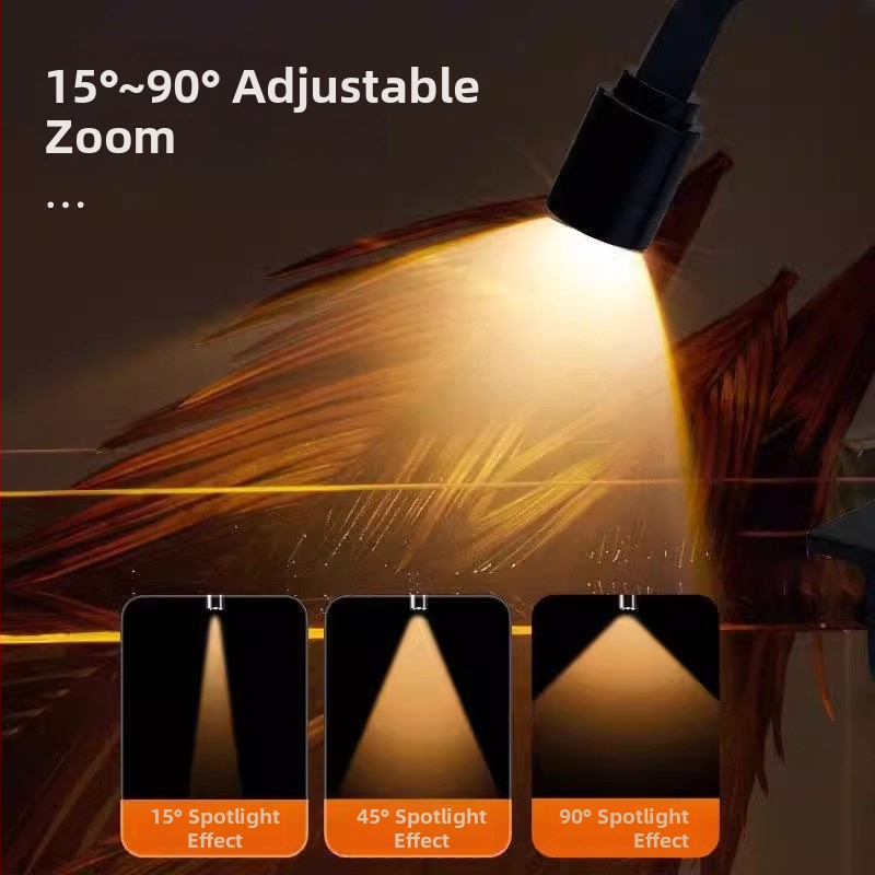 Akvariumo USB klipo šviesa, mini prožektorius, 5W, aliuminio lydinys, svoris 150 g