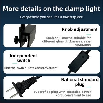 LED lampička do akvária s klipom - odolná striekajúcej vode, úsporná 9W/15W/5W/8W, osvetlenie akvária