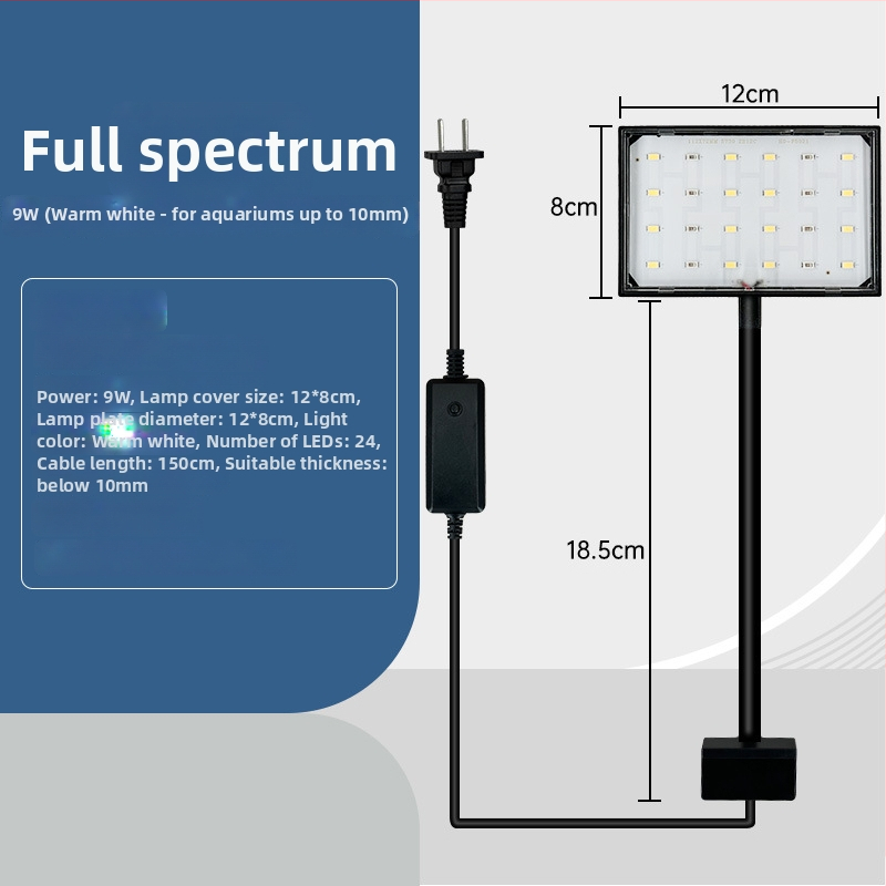 LED lampička do akvária s klipom - odolná striekajúcej vode, úsporná 9W/15W/5W/8W, osvetlenie akvária