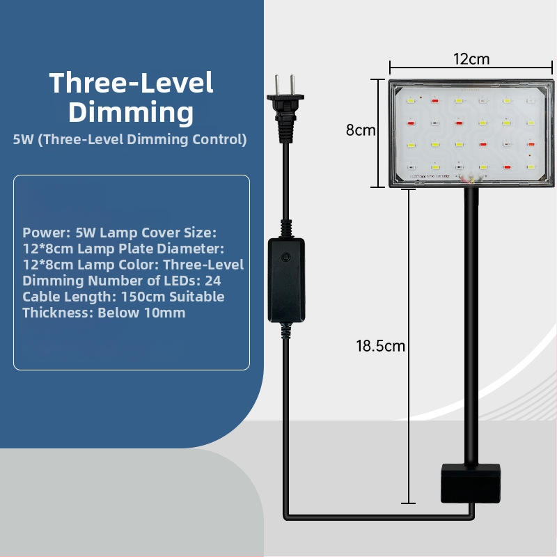 LED lampička do akvária s klipom - odolná striekajúcej vode, úsporná 9W/15W/5W/8W, osvetlenie akvária