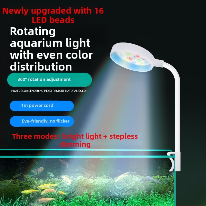 Klip svetlo pre akvárium - LED, USB napájanie, 3W, 70 g, osvetlenie pre rastliny v akváriu