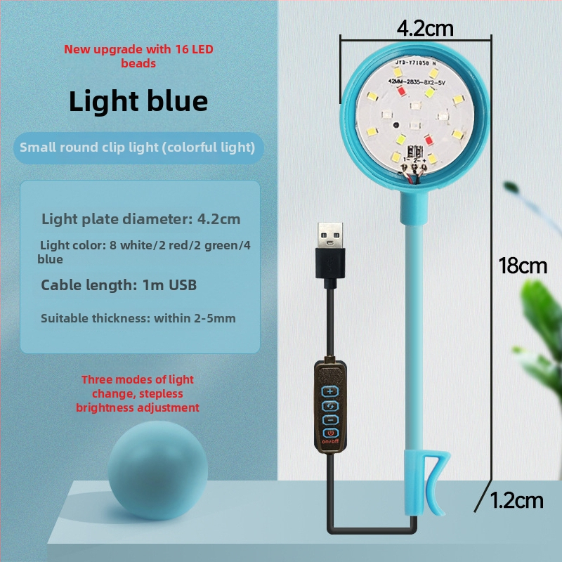 Klip svetlo pre akvárium - LED, USB napájanie, 3W, 70 g, osvetlenie pre rastliny v akváriu