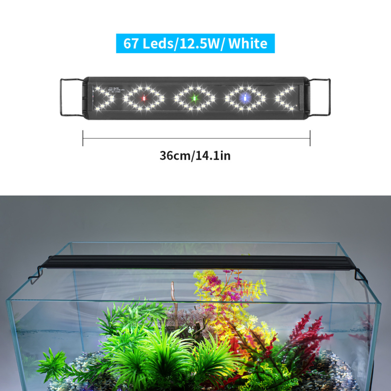 LED osvetlenie akvária s plným spektrom pre koraly, ryby a vodné rastliny – plast, 6,8–21W, 1kg