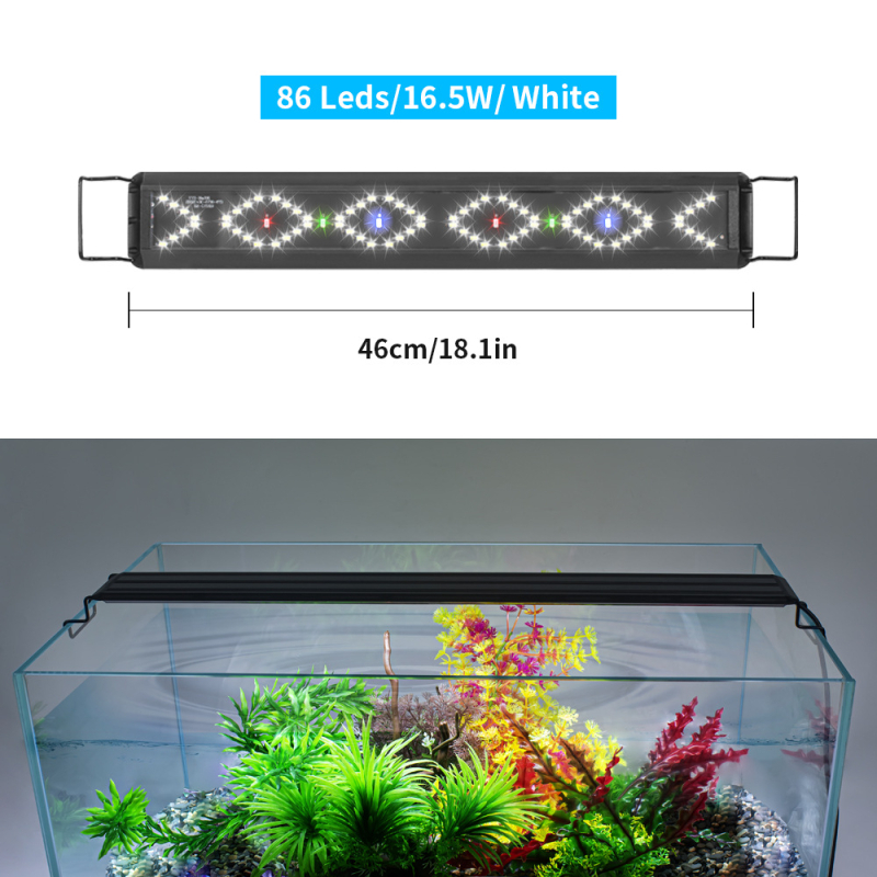 LED osvetlenie akvária s plným spektrom pre koraly, ryby a vodné rastliny – plast, 6,8–21W, 1kg