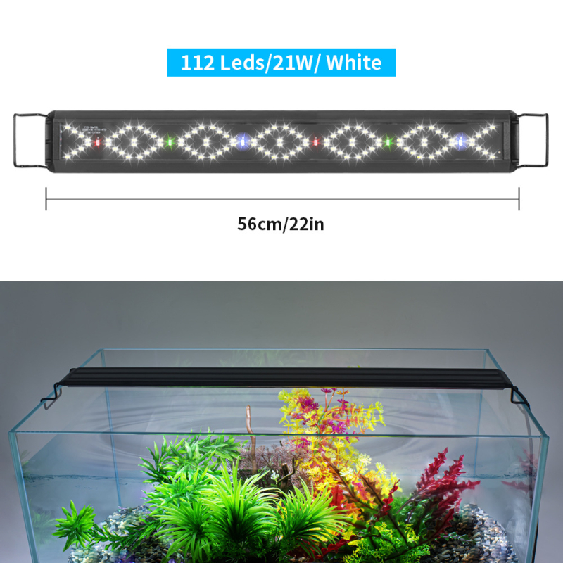 LED osvetlenie akvária s plným spektrom pre koraly, ryby a vodné rastliny – plast, 6,8–21W, 1kg