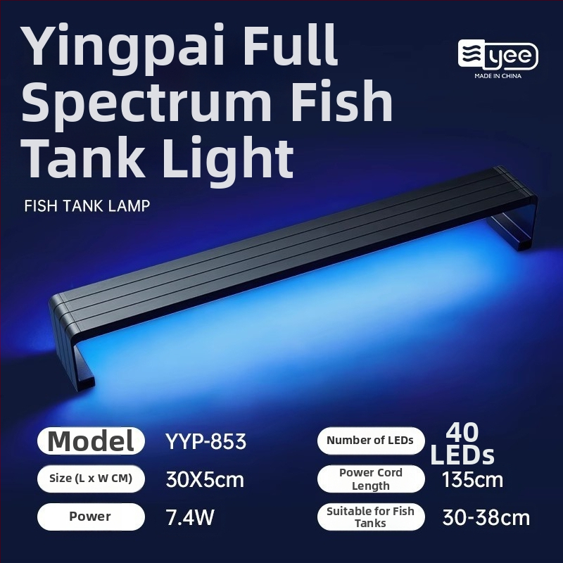 LED lampa pre akvárium, hliníková zliatina, 5W, vodotesná, plné spektrum, teleskopický držiak lampy