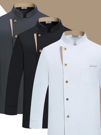 Elastické bavlnené šéfkuchárske pracovné oblečenie s dlhým rukávom, jesenná-zimná sezóna, pre catering/restaurácie