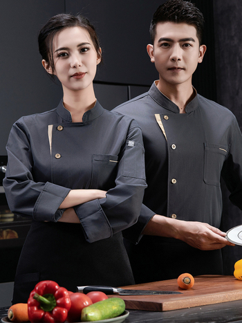 Elastické bavlnené šéfkuchárske pracovné oblečenie s dlhým rukávom, jesenná-zimná sezóna, pre catering/restaurácie