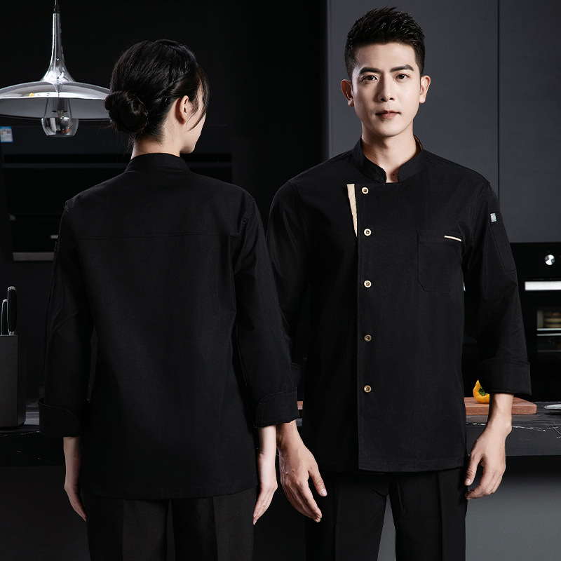 Elastické bavlnené šéfkuchárske pracovné oblečenie s dlhým rukávom, jesenná-zimná sezóna, pre catering/restaurácie
