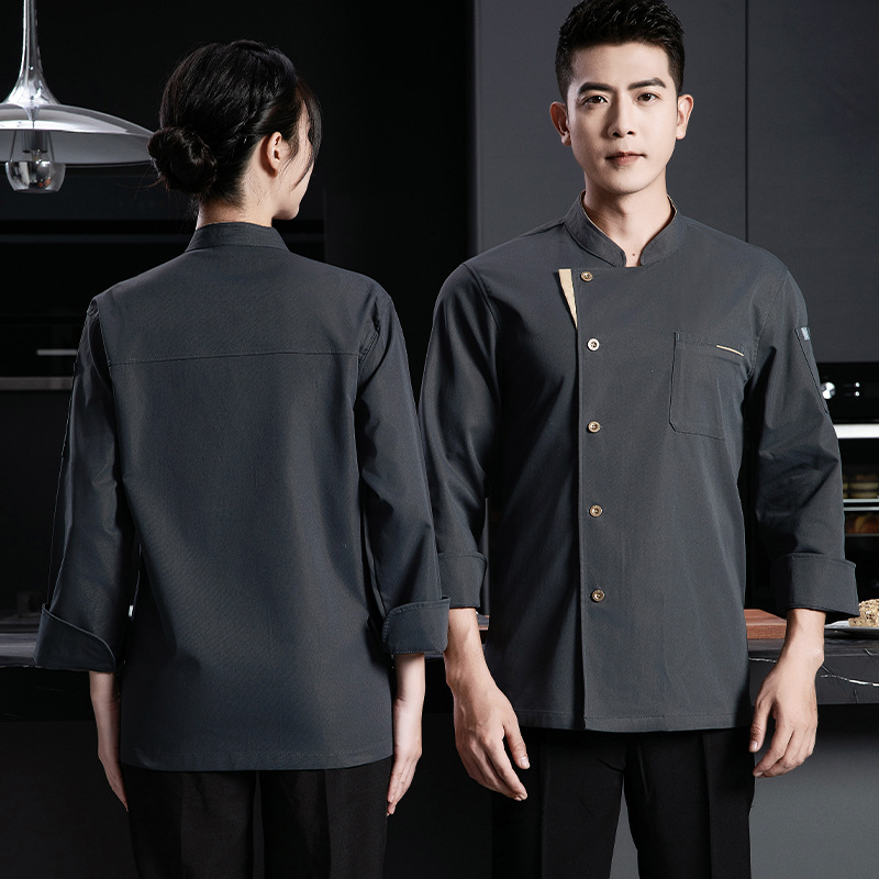 Elastické bavlnené šéfkuchárske pracovné oblečenie s dlhým rukávom, jesenná-zimná sezóna, pre catering/restaurácie