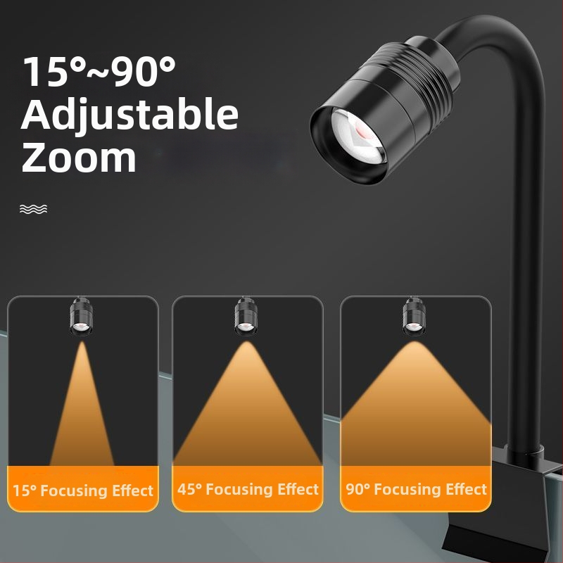 Parker USB mini klipsinis akvariumo prožektorius, 5W, plastiko korpusas, 102 g