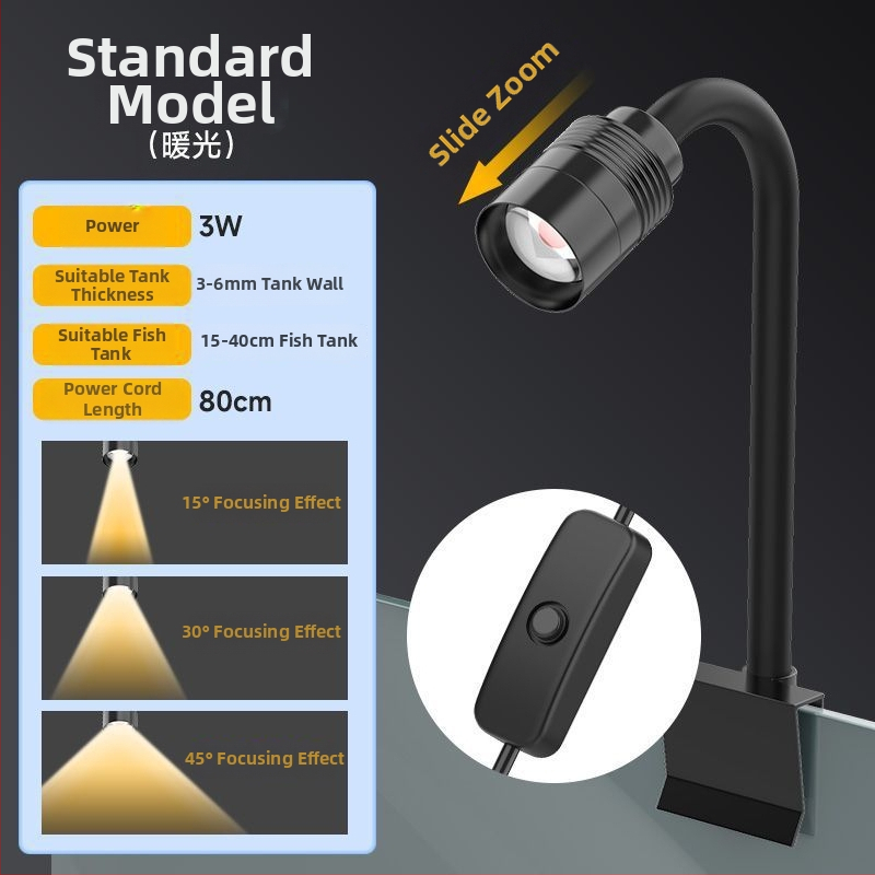 Parker USB mini klipové svetlo pre akvárium, 5W, plastové telo, 102 g