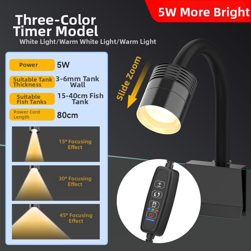 Parker USB mini klipové svetlo pre akvárium, 5W, plastové telo, 102 g