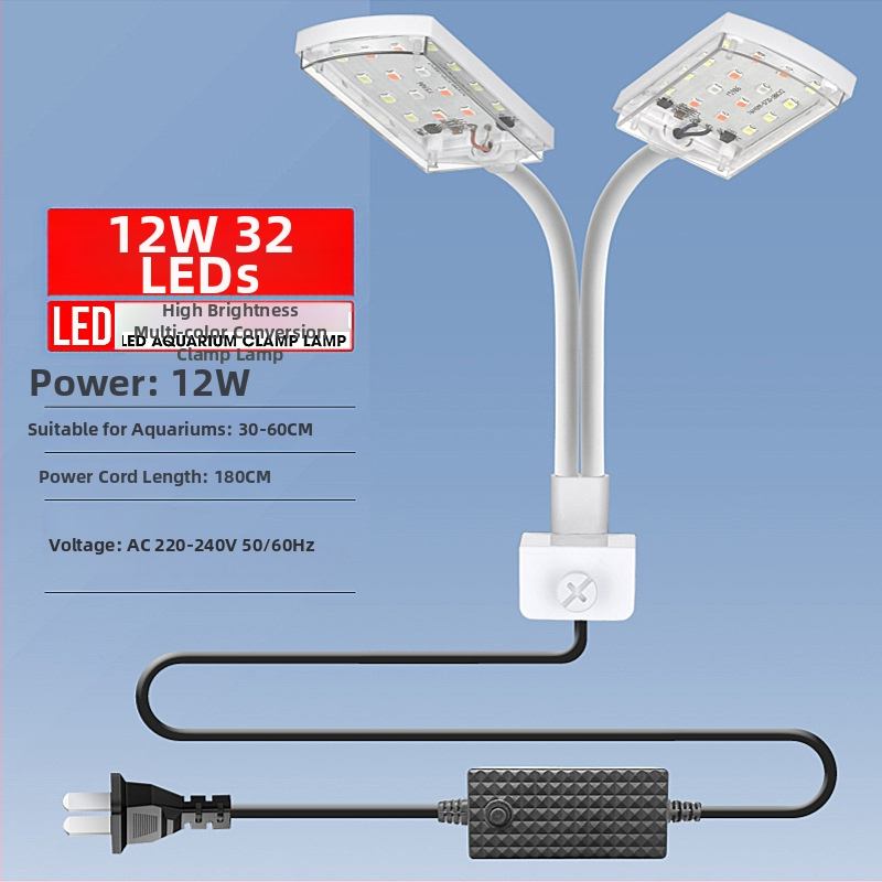 Dvojhlavá klipová lampa pre akvárium — plast, 6W, 200 g, Spring Dragon