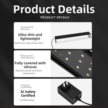 LED akváriová lampa pre vodné rastliny – plný rozsah spektra, vodeodolná, kontrola rias, mikro krajinné osvetlenie; 15,6 W, hliníková zliatina, značka Crazy aquatic plants