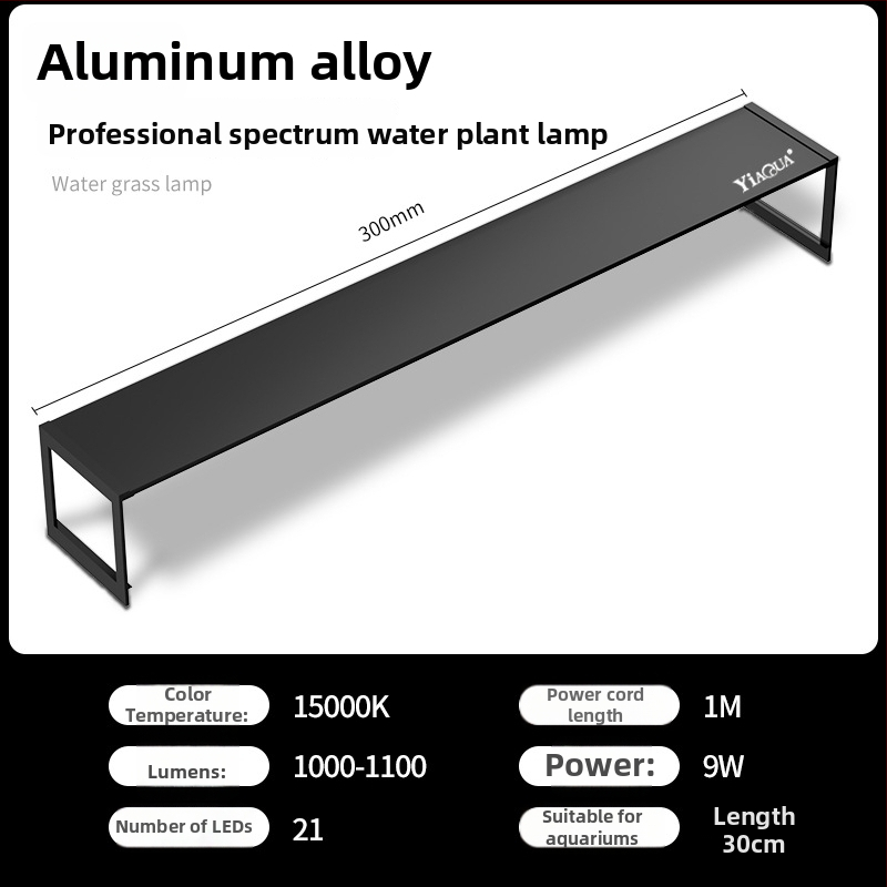 LED akváriová lampa pre vodné rastliny – plný rozsah spektra, vodeodolná, kontrola rias, mikro krajinné osvetlenie; 15,6 W, hliníková zliatina, značka Crazy aquatic plants