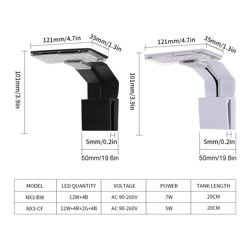 Klipové LED svetlo pre akvárium s rastlinami, ultratenké, vysoký jas, 5W/7W