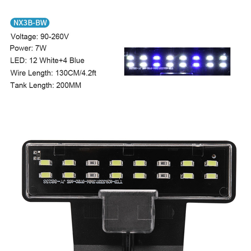 Klipové LED svetlo pre akvárium s rastlinami, ultratenké, vysoký jas, 5W/7W