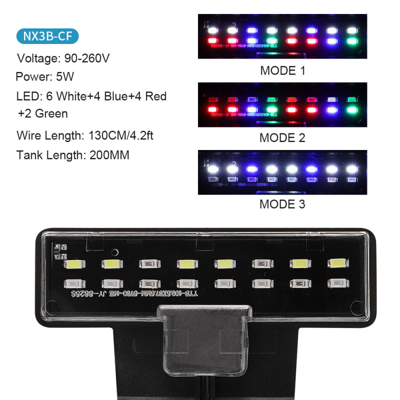 Klipové LED svetlo pre akvárium s rastlinami, ultratenké, vysoký jas, 5W/7W