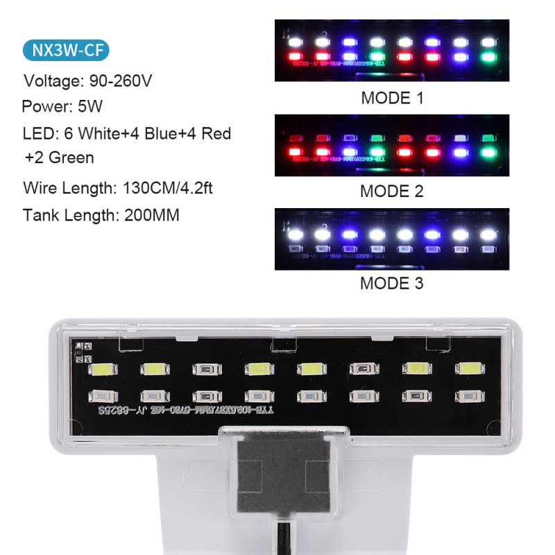 Klipové LED svetlo pre akvárium s rastlinami, ultratenké, vysoký jas, 5W/7W