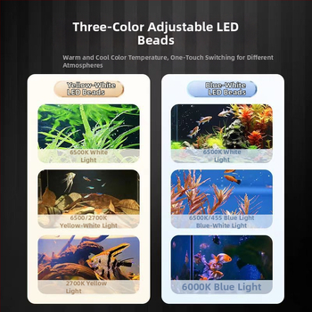 LED osvetlenie akvária – stolný reflektor so základňou, pre vodné rastliny a mach, značka Yikoda