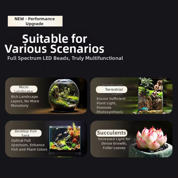 LED osvetlenie akvária – stolný reflektor so základňou, pre vodné rastliny a mach, značka Yikoda