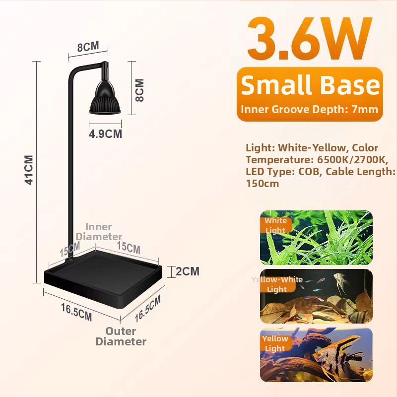 LED osvetlenie akvária – stolný reflektor so základňou, pre vodné rastliny a mach, značka Yikoda