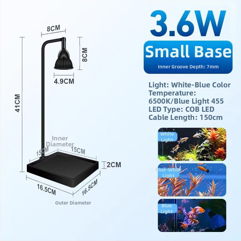 LED osvetlenie akvária – stolný reflektor so základňou, pre vodné rastliny a mach, značka Yikoda