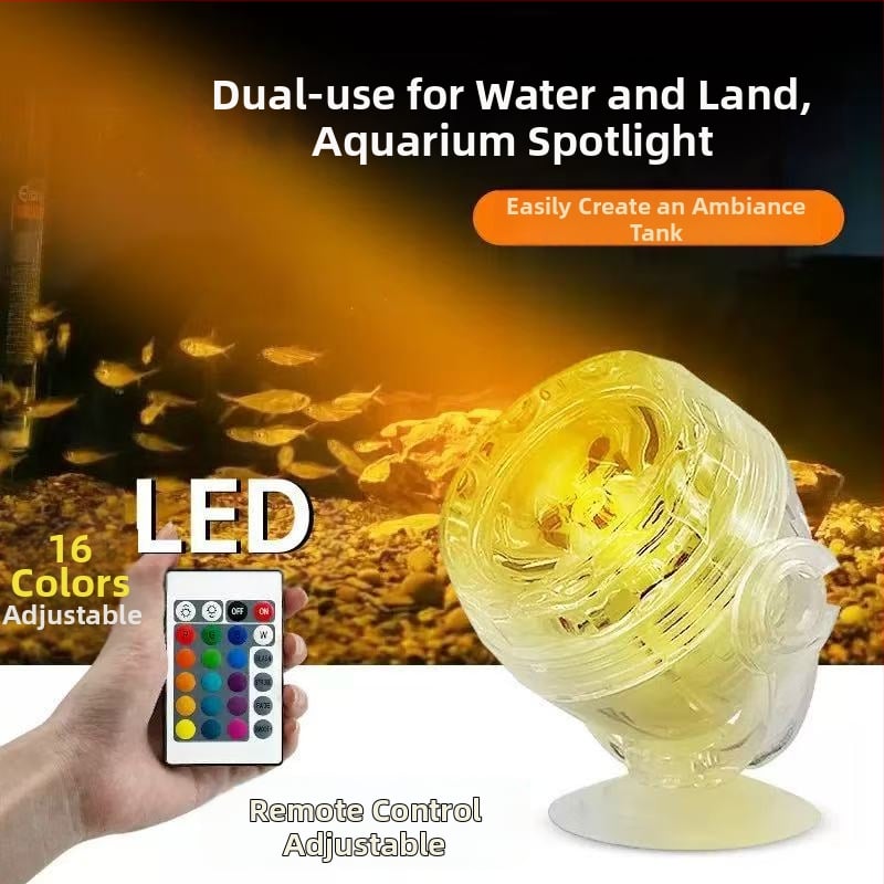LED аквариумна светлина с дистанционно управление, подводен прожектор, водоустойчива, 1W, за водни растения