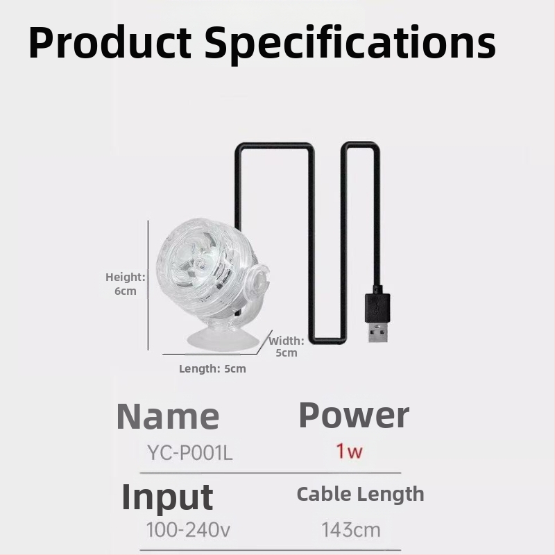 LED аквариумна светлина с дистанционно управление, подводен прожектор, водоустойчива, 1W, за водни растения