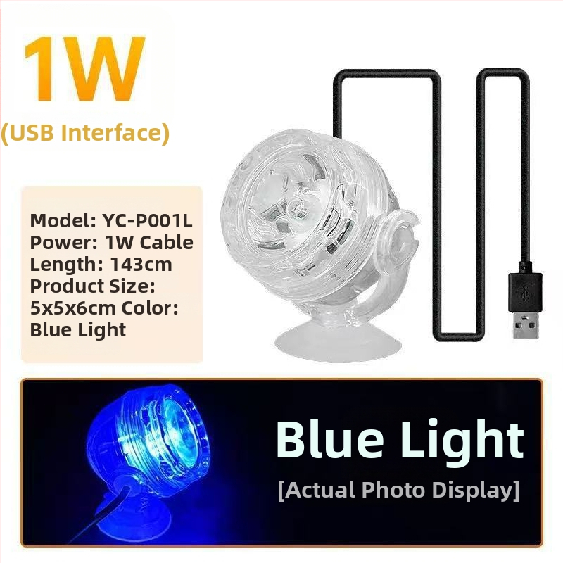 LED аквариумна светлина с дистанционно управление, подводен прожектор, водоустойчива, 1W, за водни растения
