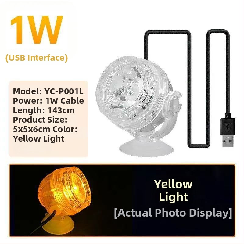 LED аквариумна светлина с дистанционно управление, подводен прожектор, водоустойчива, 1W, за водни растения