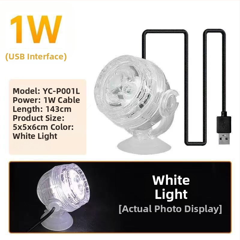 LED аквариумна светлина с дистанционно управление, подводен прожектор, водоустойчива, 1W, за водни растения