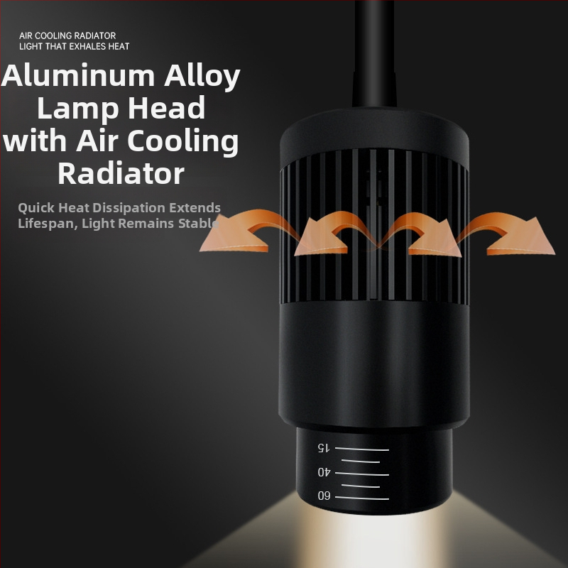 Akvariumo LED šviesa su klipu, atsparus vandeniui, pilnas spektros, reguliuojamas zoom spindulys, aliuminio lydinio korpusas, galia 3W–12W