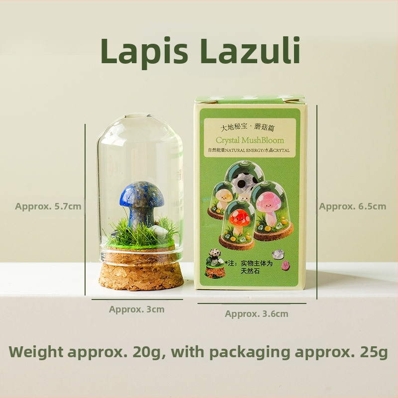 Sada 9 krištáľových húb v fľaštičke s prianím – ornament z krištálu, malý krajinný dizajn, darčekové balenie, moderný minimalistický geometrický dizajn, Apeng Crystal Crafts