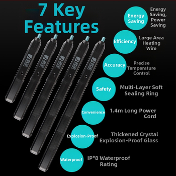 Ohrevná tyč pre akvárium, kvarcové sklo, automatická regulácia teploty s lampou, značka AquaBlue/Blue Treasure, 1 kg