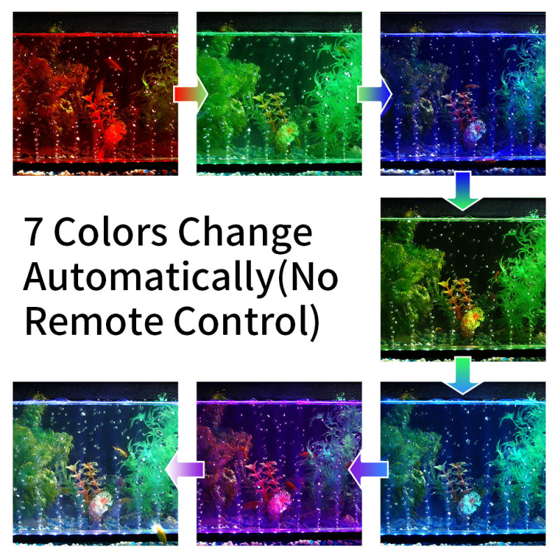 LED bublinkové svetlo do akvária, farebne meniace sa, ponorné LED pásové svetlo, PVC + akrylová trubica, 1–5W, hmotnosť 0,5 kg
