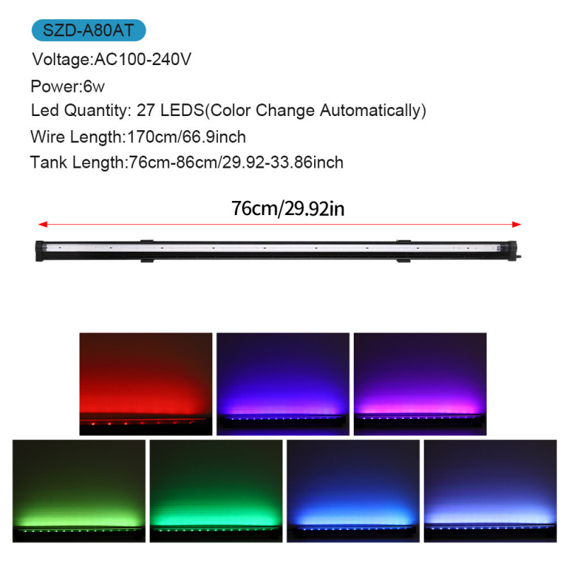 LED bublinkové svetlo do akvária, farebne meniace sa, ponorné LED pásové svetlo, PVC + akrylová trubica, 1–5W, hmotnosť 0,5 kg