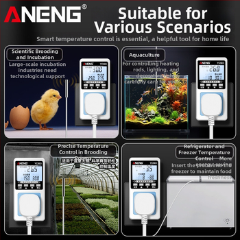Inteligentný digitálny termostat s displejom pre chov plazov: elektronický regulátor teploty, montáž do zásuvky, automatické riadenie teploty